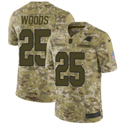Nike Carolina Panthers #25 Xavier Woods Camo Men's Stitched NFL Limited 2018 Salute To Service Jersey